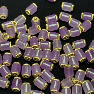 ((5 cái) Hạt nhựa trong suốt màu tím kẻ sọc, 8x12mm cho DIY vòng tay)