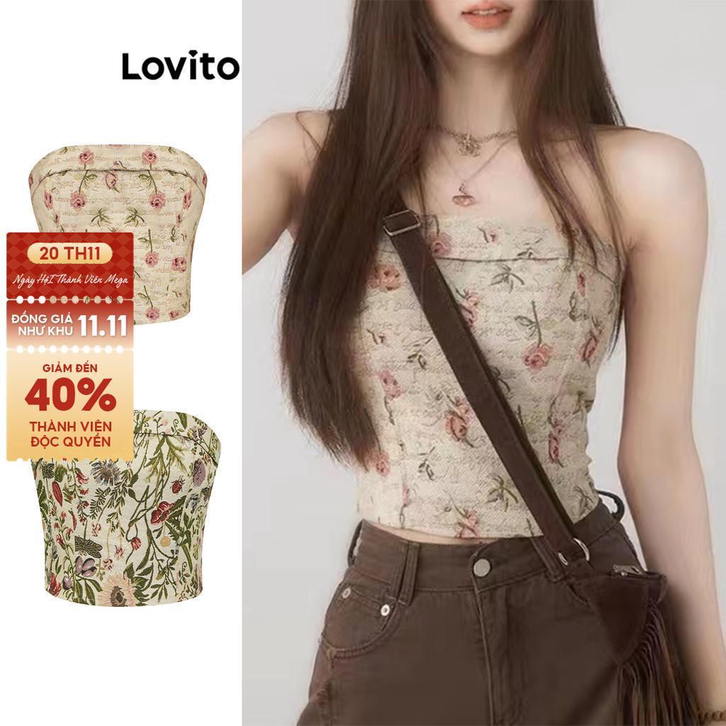 Lovito Áo Ba Lỗ Nữ Cổ Điển Có Khóa Kéo Họa Tiết Hoa L45ad031 (nhiều Màu)