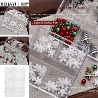 6 Lưới Móng Tay Nghệ Thuật Trang Sức Giáng Sinh Bông Tuyết Trắng Ngọc Trai Cây Giáng Sinh Nhựa Quyến Rũ Trang Trí Móng Tay Dụng Cụ Làm Móng Tay Cho Tiệm Móng Tay