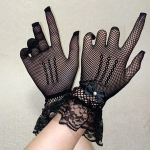 Găng tay ren co giãn thanh lịch, chất liệu sheer, phù hợp cho tiệc cưới vàwear outside