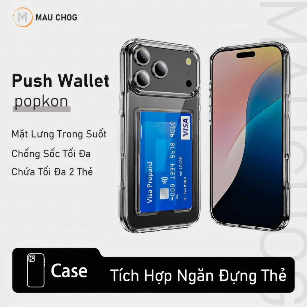 Ốp Đựng Thẻ Trong Suốt Chống Sốc Bảo Vệ Camera Cho Điện Thoại iPhone 17 Pro Max 16 15 14 13