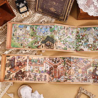 ENWEI 16 Cái [Alice Fantasy Series] Nhãn dán phong cảnh chống nước 3D Magic World Scroll Style Thiết kế hoạt hình động vật dễ thương cho sổ lưu niệm Tạp chí Văn phòng phẩm Đồ thủ công DIY