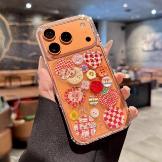 Sweet Girly Red Kẻ Sọc Apple Nút Trong Suốt Xẻng Điện Thoại Cho iPhone 17Promax Air 16Promax 12 13 14 15 Pro Max 11 15Plus Vỏ Di Động Chống Sốc