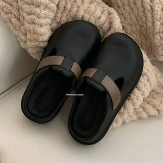 XIXITIAO Dép sục nữ mùa hè, mũi tròn, phong cách Hàn Quốc, đế mềm, tiện nghi và thoải mái tại nhà