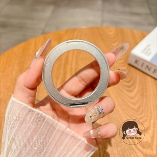 Hợp kim nhôm siêu mỏng Xoay 360 Giá đỡ điện thoại Giá đỡ di động Giá đỡ vòng dính đa năng Giá đỡ gấp màu cam đơn giản
