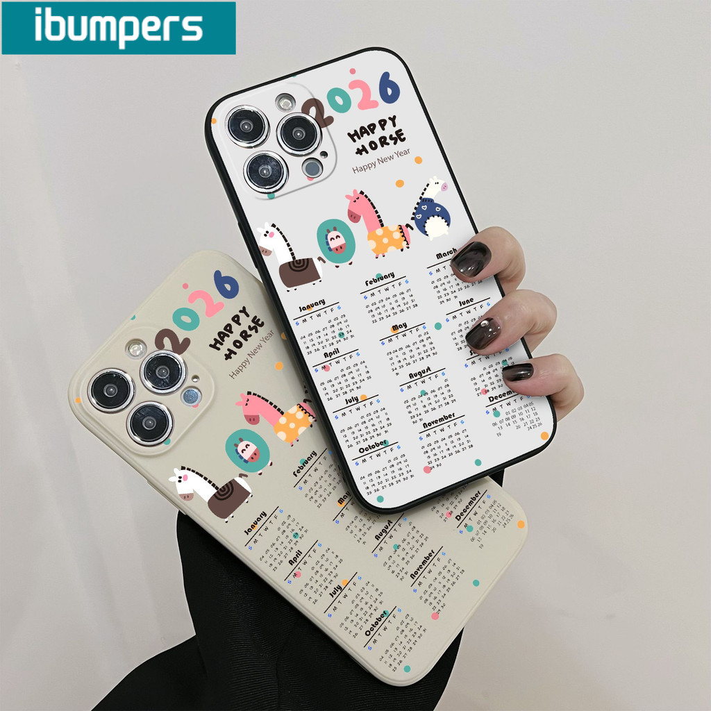 Ibumpers Ốp Điện Thoại Họa Tiết Ngựa Dễ Thương 2026 Họa Tiết Calenda Silicon Mềm Cao Cấp Vỏ Chống Sốc Cho iPhone 11 12 13 14 15 16 Pro Max IP 7 8 Plus Iphon X XS XR Xs max
