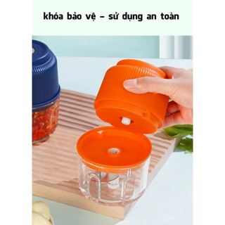 Lưỡi Dao 3 Cánh Inox 304 Xay Thịt Hạt Cháo Máy Xay Tỏi Ớt Mini Đa Năng Dung Tích Lớn Sạc Type C