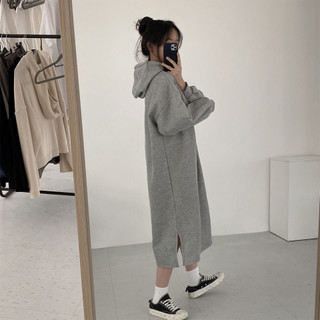 Mùa Thu Đông Phong Cách Có Mũ Trùm Đầu Áo Dài Nữ Phiên Bản Hàn Quốc Rời Ôm Hơn Nhìn Giữa Chiều Dài Trên Đầu Gối Đầm Lông Cừu E