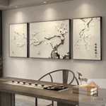 Bộ 3 Tranh Hoa Đào Hoa mai tráng gương trang trí tết decor phòng khách phòng làm việc mamng lại không gian sang trọng — ảnh 2