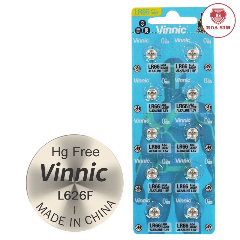 Vỉ 10 viên Pin đồng hồ VINNIC AG4 L626F LR66 LR626 AG4 Chính Hãng
