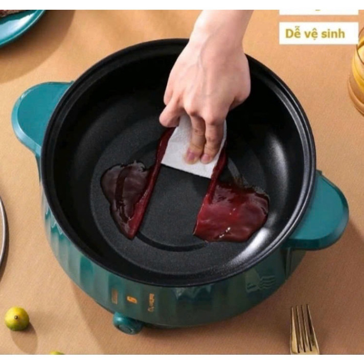 Bếp Điện Xanh Đa Năng Thông Minh, Nồi Lẩu Mini Đa Năng 2 Tầng Kèm Xửng Hấp