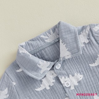 Bộ quần Short bé trai MG-Baby Kids Boys Bộ áo sơ mi ngắn tay in hình khủng long / xe buýt / tôm hùm với quần Short lưng co giãn Bộ trang phục mùa hè cho trẻ mới biết đi