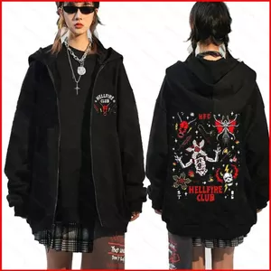 Áo khoác unisex Stranger Things Season 5, họa tiết Demogorgon, thiết kế Hellfire Club