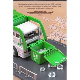 Mô Phỏng Xe Tải Rác Vệ Sinh Thành Phố Kỹ Thuật Xe Tải Phân Loại Rác Bộ Quán Tính Đồ Chơi Trẻ Em Xe Mô Hình Bé Trai