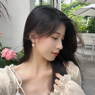 Bông tai ngọc trai hoa trắng Pháp, trang sức thanh lịch cho nữ