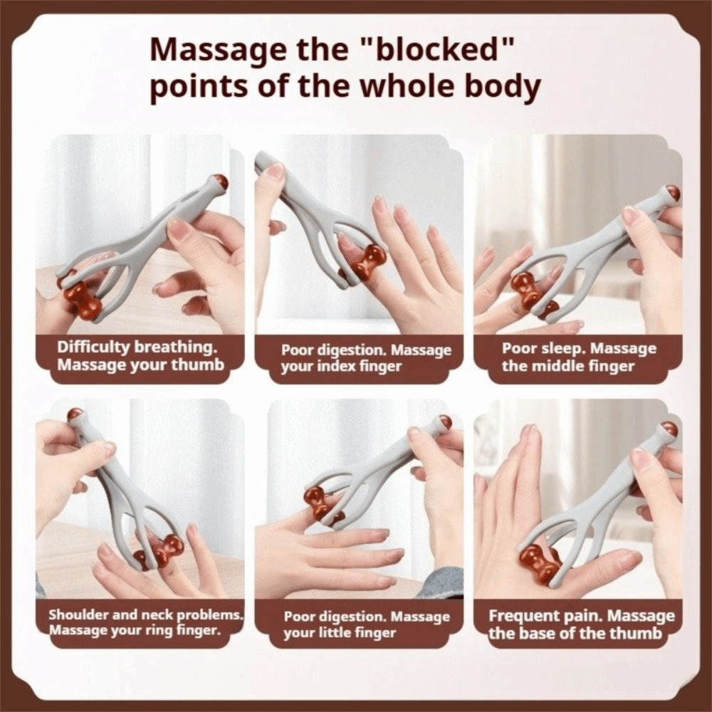 Con lăn Massage ngón tay ESSENCEH, Máy mát xa ngón tay bằng gỗ nguyên khối thiết kế kẹp, với 360° Con lăn Bấm huyệt để giảm kinh tuyến trị liệu bằng tay