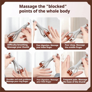 [Giao hàng từ Việt Nam] Con lăn Massage ngón tay EARTHLYCO, Máy mát xa ngón tay thiết kế kẹp gỗ nguyên khối, di động với 360° Con lăn Bấm huyệt để giảm kinh tuyến trị liệu bằng tay