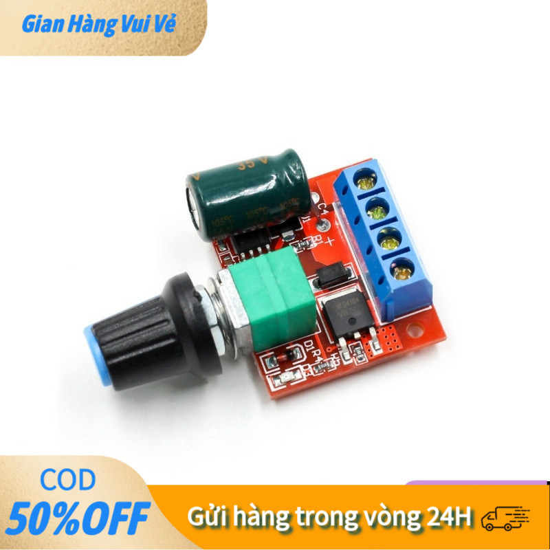 【24h】Mạch Điều Tốc PWM 5A DC 4.5V–35V – Mô Đun Điều Khiển Động Cơ Mini Công Suất 90W, Chính Xác Cao