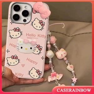 Ốp Lưng Cho OPPO A60 A54 A5i A16 A3X A3 Pro A15 A16K A15 A17 A92 A57 A3s A5s A74 A18 A31 A52 A95 A55 A38 A12 Trái Tim Tình Yêu Mèo Kitty 3D Nơ Búp Bê Vòng Tay Họa Tiết Da