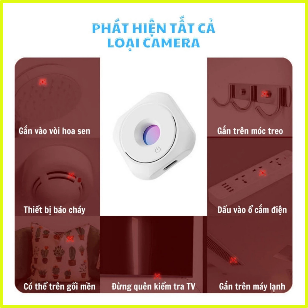 【24h】Máy dò hồng ngoại phát hiện camera quay lén thiết kế nhỏ gọn phù hợp cho sử dụng tại khách sạn và không gian cá nhâ