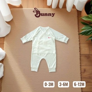 Bộ dài sơ sinh cúc chéo cao cấp Bunnybaby cho bé 0-12M chất tăm lụa mềm mịn