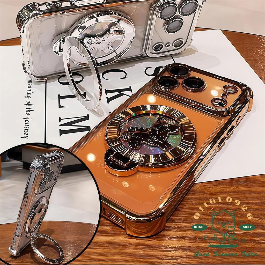 【 Ốp lưng iPhone17 】 Giá đỡ xoay năm con ngựa màu cam Vỏ điện thoại iphone17 Pro Max16 15 14 13 12 11 cho vỏ iPhone Vỏ mềm silicon TPU chống sốc