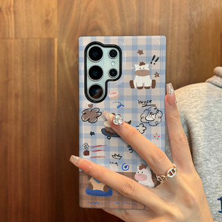 Ốp lưng họa tiết bò phiên bản Q họa tiết chống sốc S23Ultra có thể so sánh với Samsung S22 S23 S24 Ultra S24FE 25FE S25eDge Vỏ chống sốc S25 Plus S25ultra A55 a56 A36