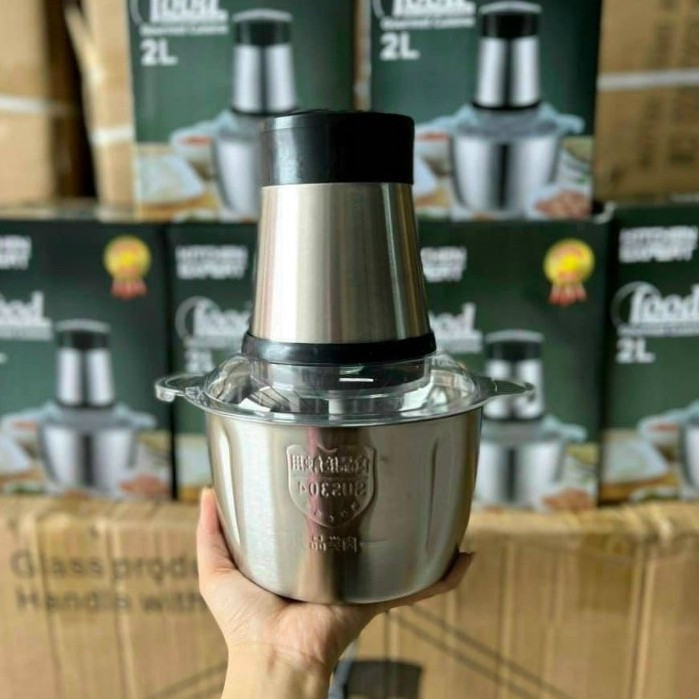 Máy xay thịt đa năng cối inox 2L công suất 250W xay thịt cá rau củ trái cây tỏi ớt tiện lợi