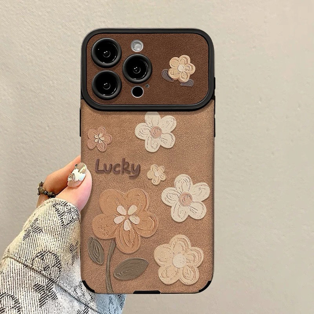 Tranh Sơn Dầu Hoa Dây Da Cửa Sổ Ốp Lưng Điện Thoại iPhone 17 Pro Max 16 Plus 15 14 13 12 11 Vỏ Bảo Vệ Chống Sốc