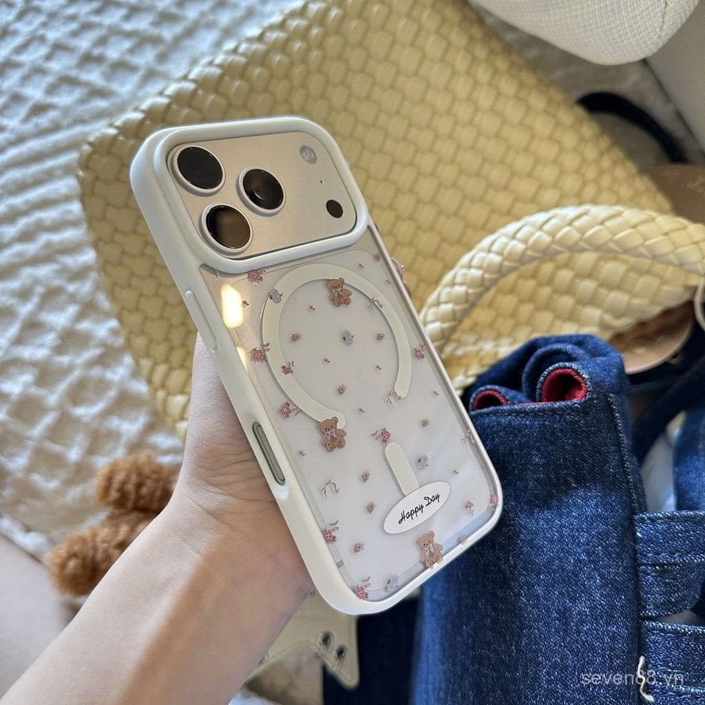Ốp Điện Thoại Thích Hợp Cho iPhone 7 8 X XS XR XSMAX 11 12 13 14 15 16 17 Pro max Plus Air Bow Bear Vỏ Bảo Vệ Chống Sốc Từ Tính Bao Gồm Tất Cả OEPJ