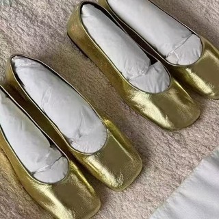 Phiên Bản Da Cừu ~ Hàng Phong Cách Vàng Vuông Ngón Chân Nông Miệng Bên Trong Tăng Chiều Cao Bà Giày Mary Jane Giày Đơn Nữ Đế Bằng Giày Nữ
