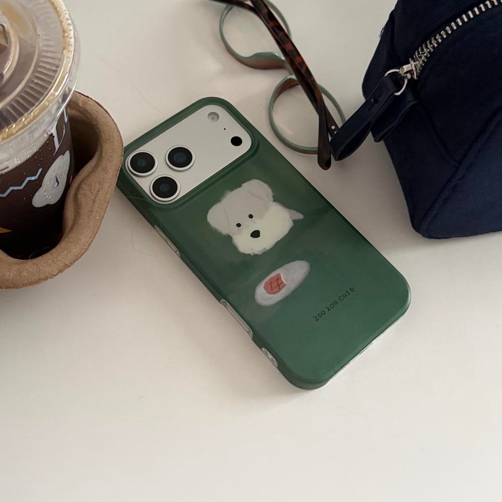 Ốp Lưng Cứng Tương Thích Với iPhone 13 14 14Pro 14ProMax 15 15Pro 15ProMax 16 16Pro 16ProMax 17 17Pro 17ProMax 17Air Matte Green Dog Pattern Case