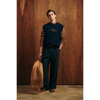 Áo Gile Len Nam Xanh Navy Thêu Logo Majou 25 Knit 0107 | Majou