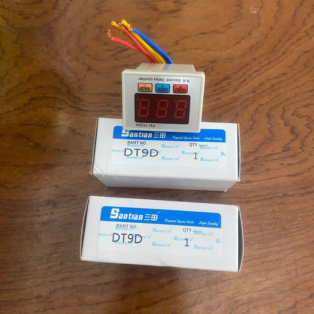 Đồng Hồ Đếm Sản Lượng Máy Cắt Đầu Bàn Điện Tử 6 Chân DT9D Santian – Chính Xác, Bền Bỉ