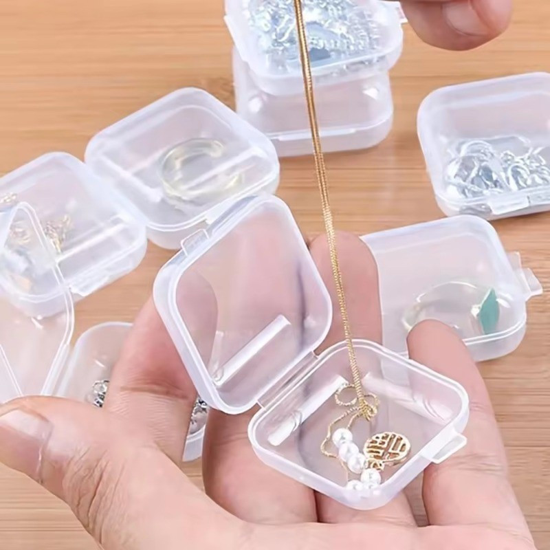 10 / 20 / 30 / 50 Cái Hộp đựng trang sức trong suốt Mini / Bông tai vuông bằng nhựa Hộp đựng nút tai