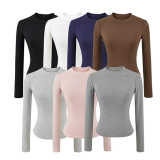 Áo Thun Nữ SKIMS Style Basique, Chất liệu Lông Cừu, Cổ Tròn Tay Dài
