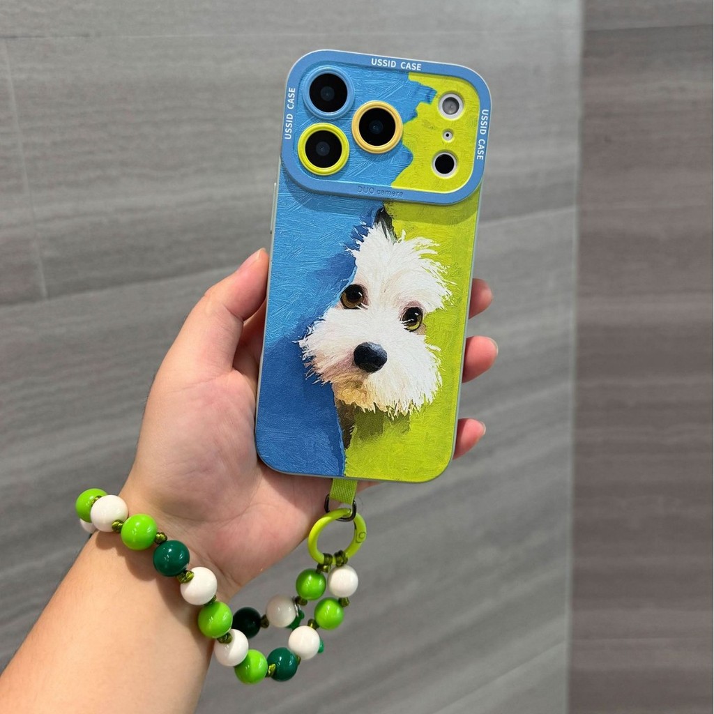 Sang Trọng Puppy Xanh Apple 17promax iphone16 Hoạt Hình 15 Dây Treo 13 Vỏ Điện Thoại Mềm 25.11.27