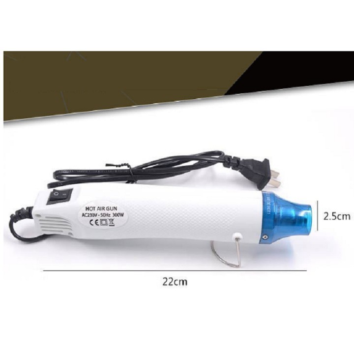 【24h】Máy Khò Nhiệt Mini Cầm Tay 300W, 200°C, Điện 220V, Khò Tem, Màng Co, Sấy Bột Hàn, Kích Thước Nhỏ Gọn Tiện Lợi
