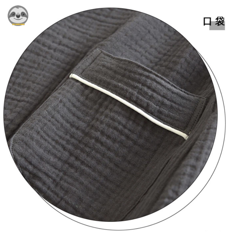 Bộ đồ ngủ bông cotton nguyên chất phong cách Nhật Bản, thời trang thu đông cho nam giới