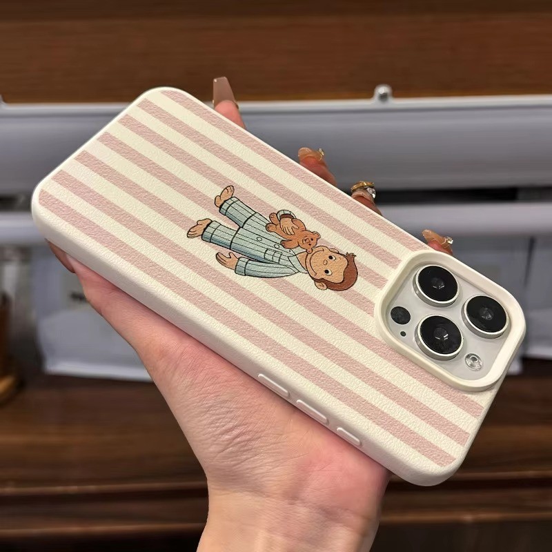 Dành Cho iPhone 11 16 15 Pro 17 Max 16e 14 11 12 13 15 Pro XR XS Max X 7 8 Plus SE2022 Sọc Màu Hồng Động Vật Dễ Thương Họa Tiết Lchee Silicon Trong Suốt