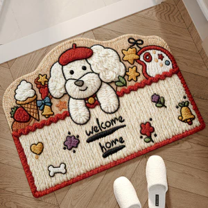 Thảm Chùi Chân Họa Tiết Chó Cute Vải Dệt Cao Cấp, Thảm Lót Cửa Nhà Tắm, Phòng Khách, Phòng Ngủ