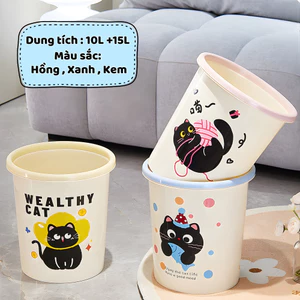 Thùng Rác Hình Mèo Dễ Thương Cao Cấp DINO, Giỏ Đựng Rác Dung Tích Lớn Decor Nhà Cửa