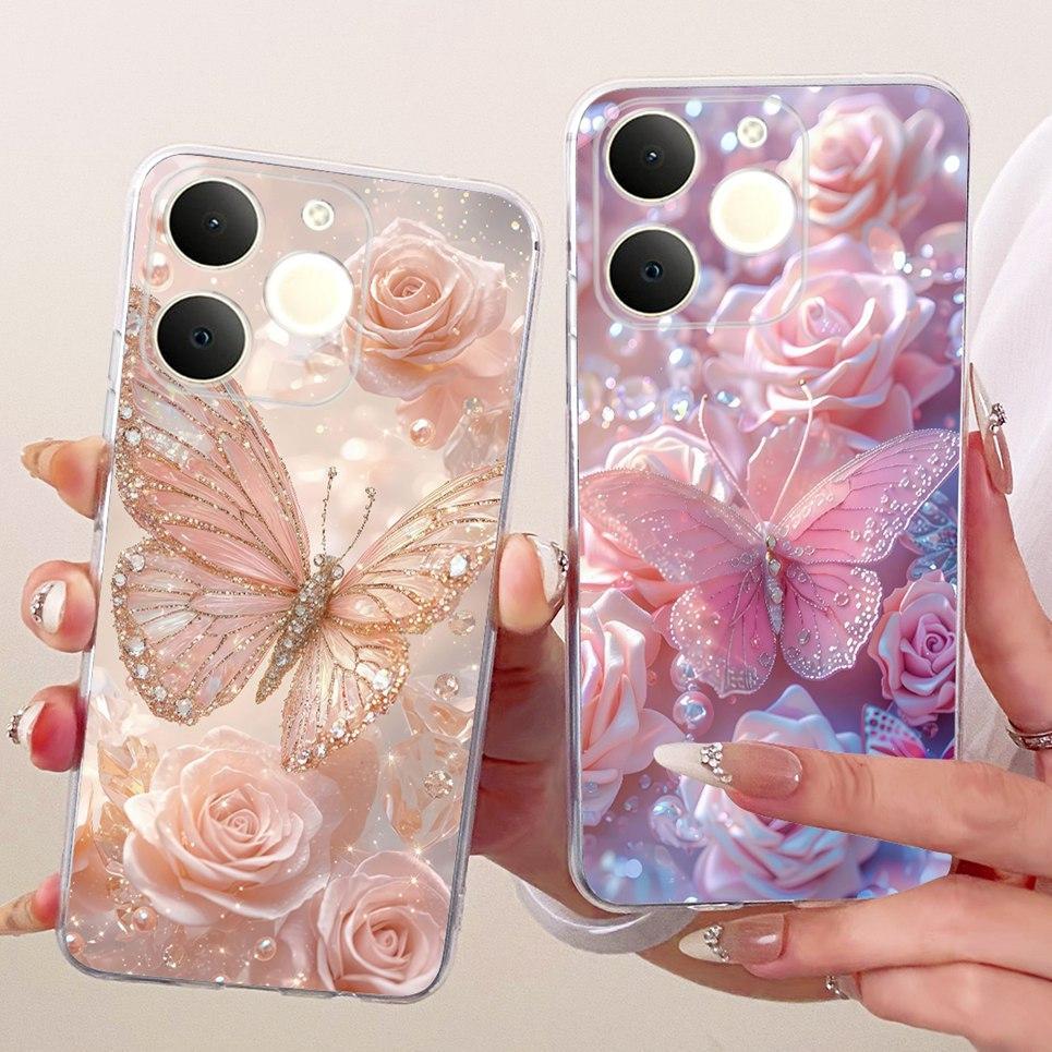 Thời Trang Mới Sang Trọng Hoa Bướm Ốp lưng Realme Note 70 70T Narzo 80 Lite C71 RMX5313 Vỏ Silicon Mềm Trong Suốt Ốp Lưng