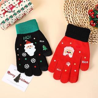 HWETR Giáng Sinh Hoạt Hình Găng Tay Dệt Kim Ông Già Noel In Găng Tay Mùa Đông Ấm Áp Màn Hình Cảm Ứng Găng Tay Cho Trẻ Em Người Lớn Quà Giáng Tặng Mới