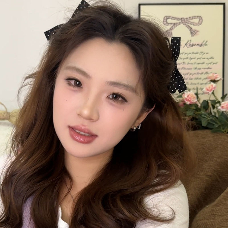 Đen trắng chấm bi kẹp tóc nơ ngược tinh tế cho tóc gãy