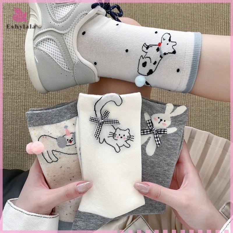 Mùa Xuân Mùa Hè Nữ Động Vật Mới Chú Chó Đáng Yêu Giữa Ống Làm Đẹp Thời Trang Hàn Quốc Phong Cách Học Viện Không Xương Cọc Tất Cotton Nguyên Chất Nơ [MỚI]