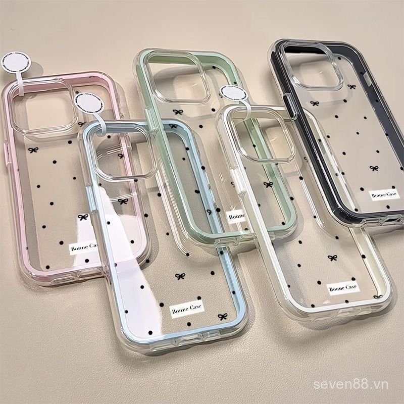 Ốp Điện Thoại Thích Hợp Cho iPhone 11 12 13 14 15 16 17 Pro max Plus Nơ Gió Lạnh Hai Trong Một Chống Sốc Chống Sốc Vỏ Bảo Vệ Bao Gồm Tất Cả MC4Q