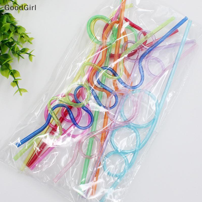 [GoodGirl] 10 Chiếc Ống Hút Cong Nhiều Màu Sắc Ống Hút Hình PET Crazy Xoăn Nhựa Cho Tiệc Bar VN
