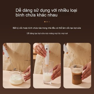 Máy đánh sữa điện gia dụng không dây micro, tạo bọt sữa pha cà phê tại nhà, làm latte, đánh trứng cầm tay mini sạc USB