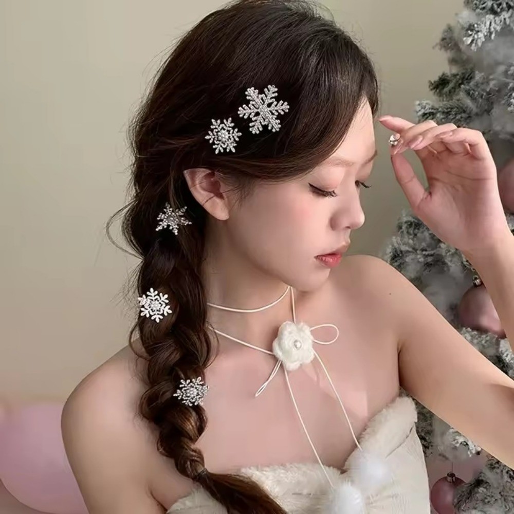 [Bán Buôn] Kẹp Tóc Pha Lê Kim Cương Giả Bông Tuyết - Phụ Kiện Tóc Cô Dâu và Trang Trí Giáng Sinh